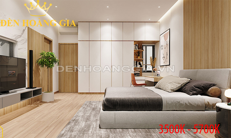 Phòng ngủ thư giãn với ánh sáng trung tính 3500K - 5700K