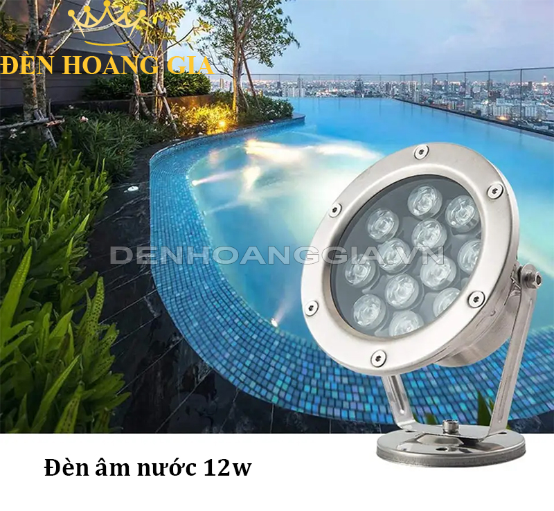 Đèn led âm nước tạo điểm nhấn cho bể bơi