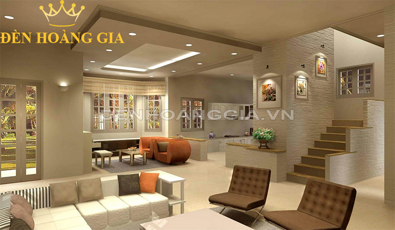 Phân bố đèn có độ đồng đều giúp phòng khách đảm bảo ánh sáng và có độ thẩm mỹ cao.