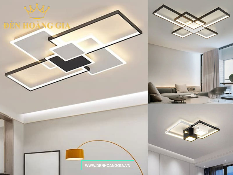 Trang trí trần nhà với đèn led ốp trần vuông hiện đại