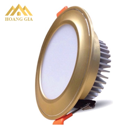Đèn led âm trần mặt cong viền vàng