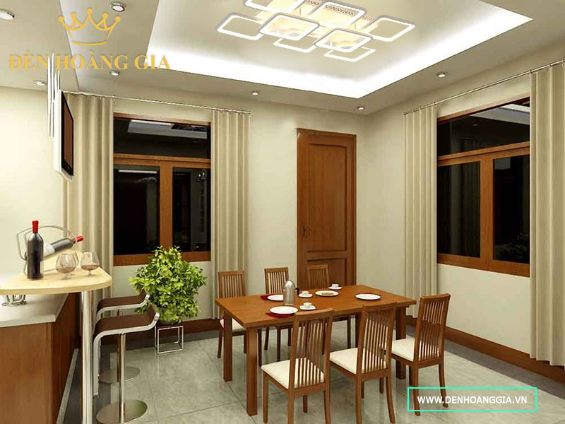 Phòng bếp lắp đèn led ốp trần mica hiện đại