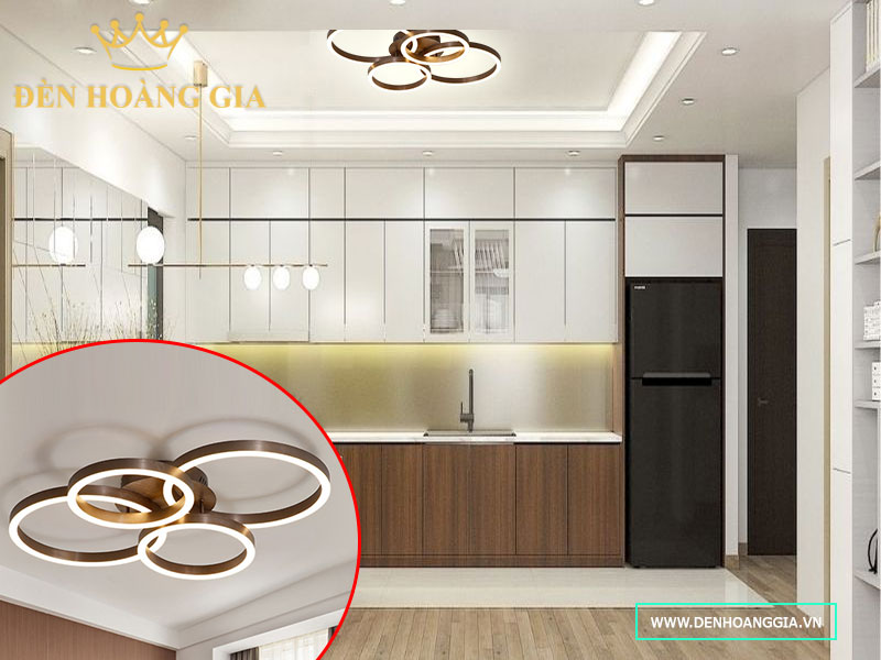 Phòng bếp lắp đèn led ốp trần nghệ thuật