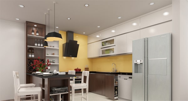 Cách bố trí đèn led âm trần phòng bếp cho khu vực bàn ăn Cách bố trí đèn led âm trần phòng bếp cho khu vực bàn ăn