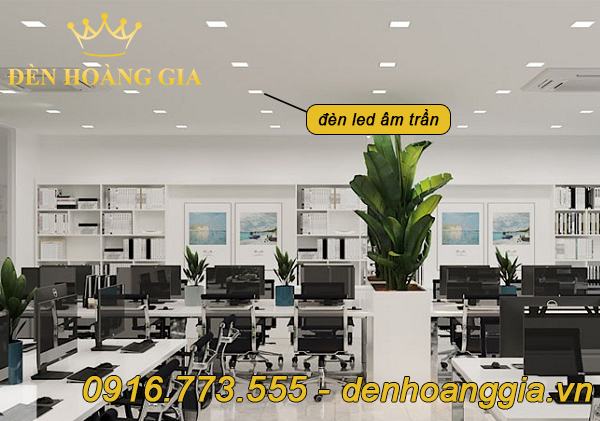 Văn phòng lắp đèn âm trần siêu mỏng hình vuông