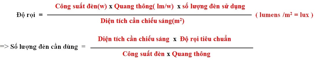Công thức tính độ rọi