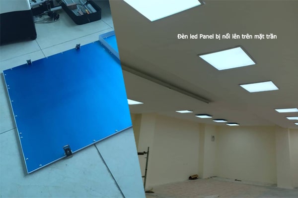 Sử dụng đèn led Panel 600x600 của trần thả lắp cho trần chìm khiến mặt đèn nổi trên mặt trần