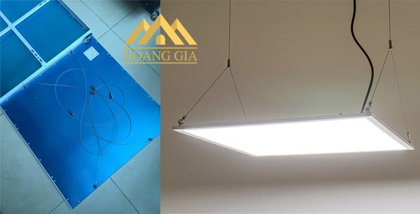 Lắp thả trần nhờ sự hỗ trợ của phụ kiện là dây cáp treo và ốc vít