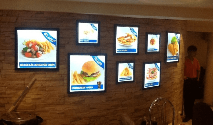 Dùng đèn led Panel siêu mỏng lắp thêm khung định hình để ốp tường làm đèn rọi cho menu Dùng đèn led Panel siêu mỏng lắp thêm khung định hình để ốp tường làm đèn rọi cho menu
