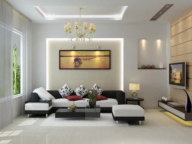 bố trí ánh sáng phong thủy phòng khách