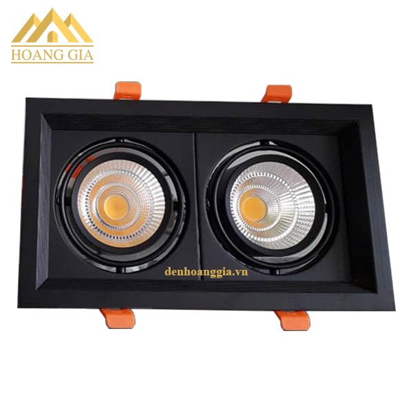 Đèn led âm trần vuông đôi mặt lõm viền đen