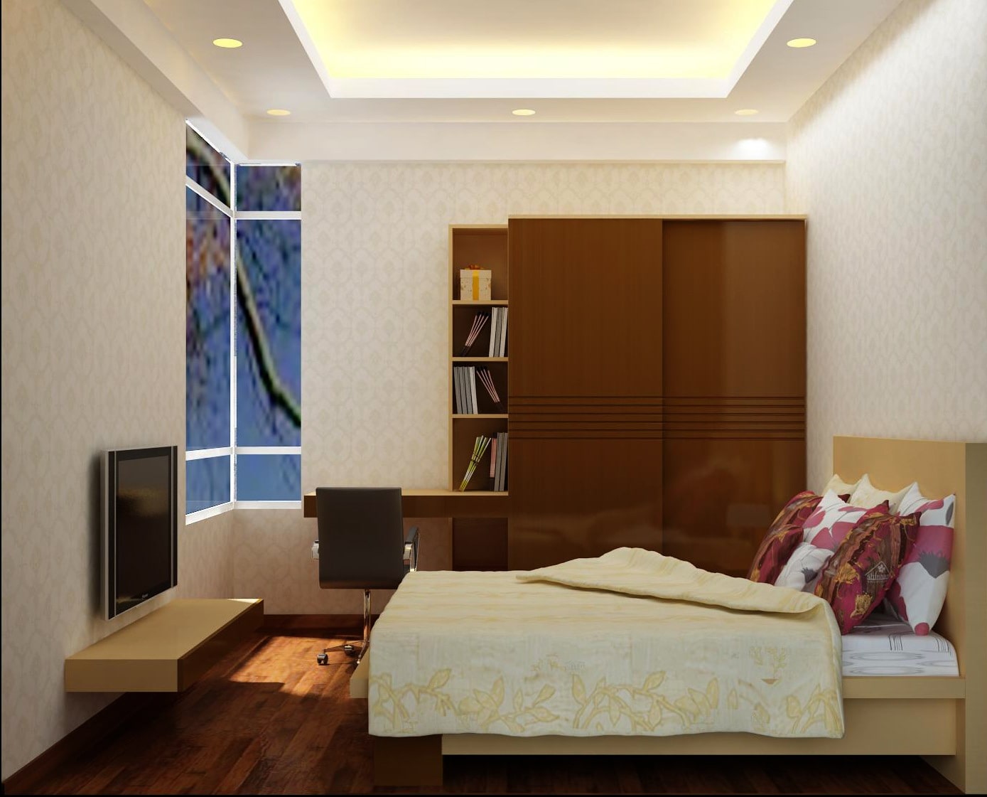 Bố trí đèn trần phòng ngủ với đèn led âm trần
