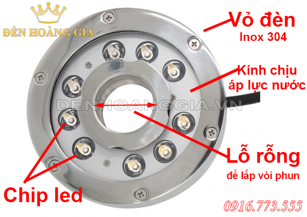 Cấu tạo đèn âm nước bánh xe
