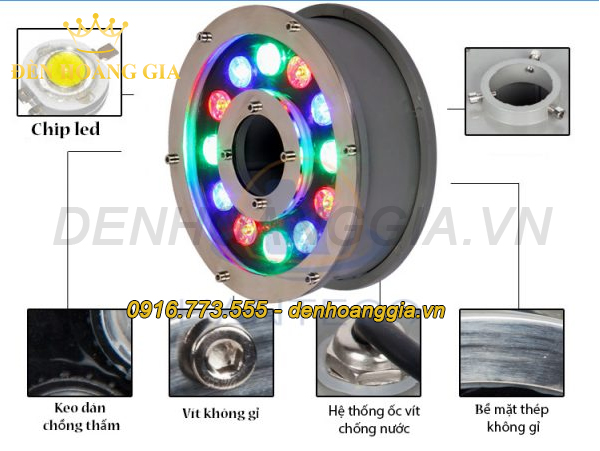Đèn led âm nước dạng bánh xe