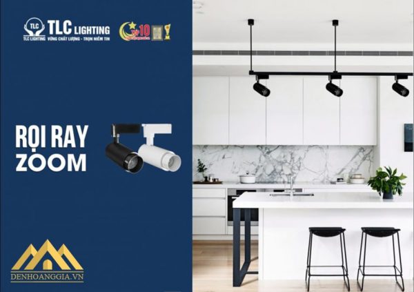 Thiết kế thọn gọn đèn led rọi ray ZOOM 20w vỏ đen TLC được ứng dụng vào nhiều vị trí không gian khác nhau