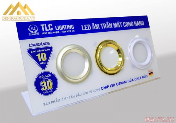 Bảng mẫu đèn led âm trần mặt cong Nano Gold Bảng mẫu đèn led âm trần mặt cong Nano Gold