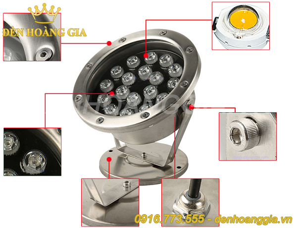 Cấu tạo của đèn led âm nước