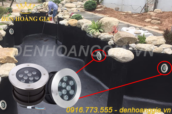 Lắp đèn chống nước âm thành hồ cá