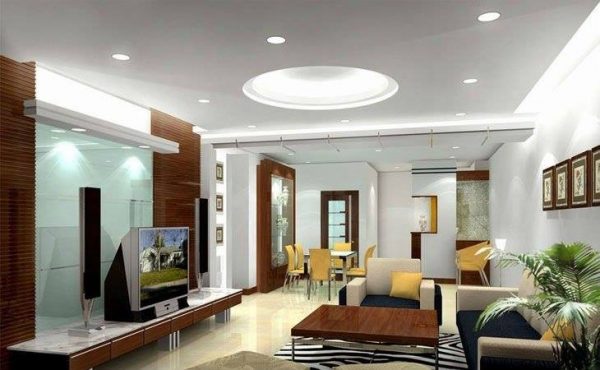 Thiết kế phòng khác sử dụng đèn led âm trần mặt cong Nano Plast 9w viền trắng