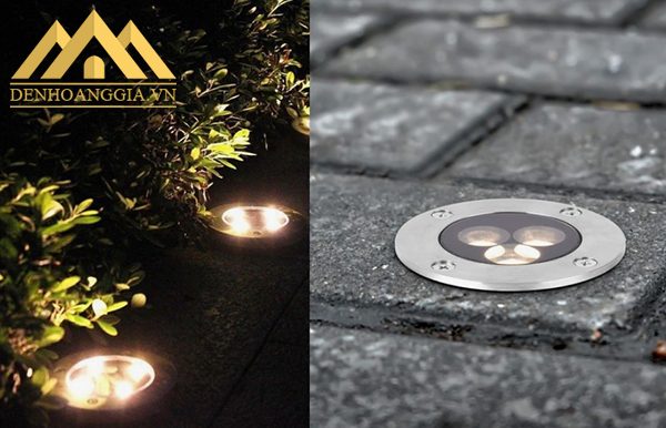Mặt đèn led âm đất 5w tròn có độ sáng bóng cao nhờ lớp inox và chống lại va đập tốt