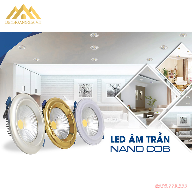 Ứng dụng đèn led âm trần mặt cong Nano COB Plast