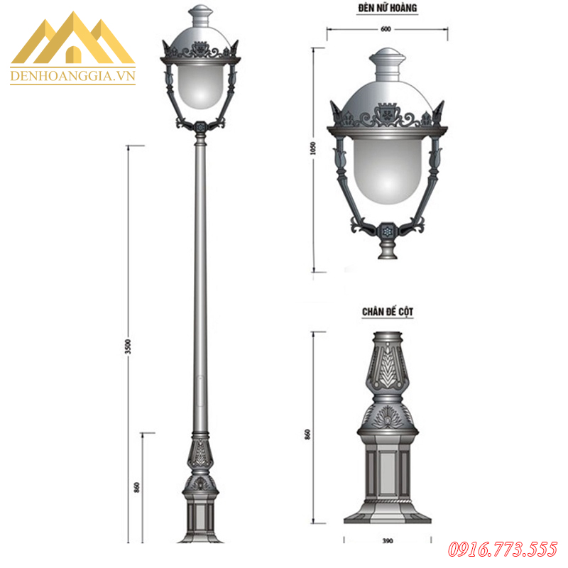 Cấu tạo cột đèn trụ sân vườn HGA-DC05B