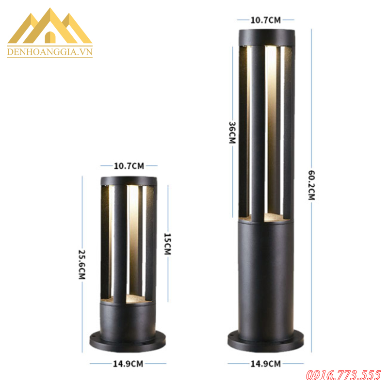 Đèn trụ sân vườn DHG-NSVHD39 có 3 kích thước chính là: 250mm, 400mm và 600mm. Trong đó loại 600mm được sử dụng phổ biến nhất