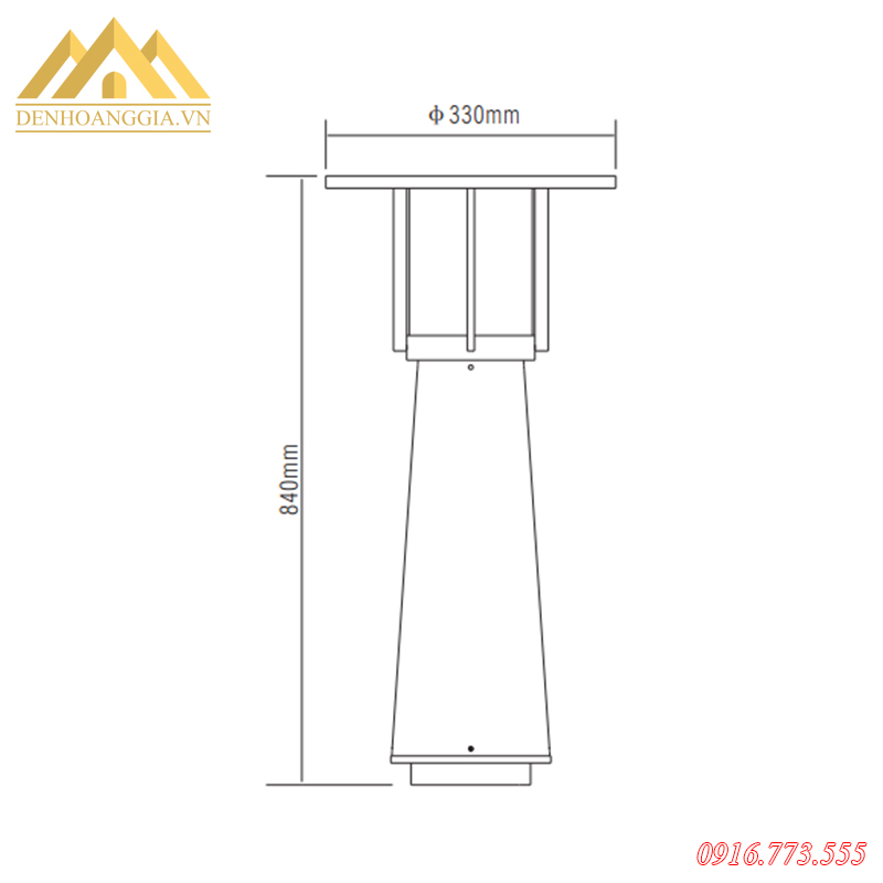 Kích thức đèn trụ sân vườn DHG-NSVHD22 Kích thức đèn trụ sân vườn DHG-NSVHD22