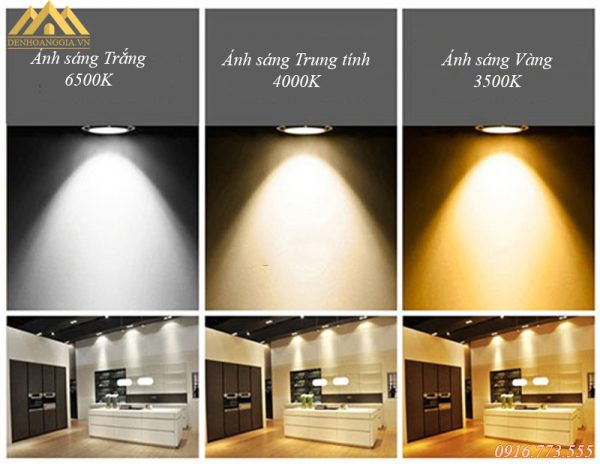 Màu sắc ánh sáng của đèn led âm trần