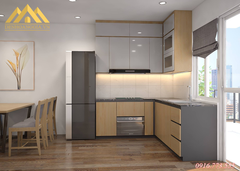 Khu vực tủ bếp được thiết kế đèn led dây để trang trí Khu vực tủ bếp được thiết kế đèn led dây để trang trí