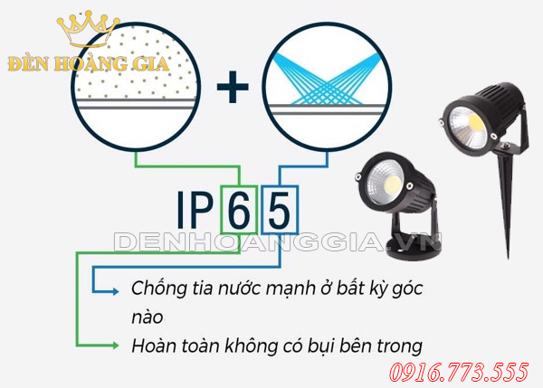 Đèn led chiếu cây đáp ứng tiêu chuẩn chống nước IP65 để sử dụng tốt ngoài trời
