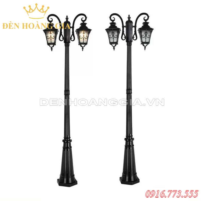 Đèn led trụ sân vườn cao 2 bóng Rolux-TSV2B07