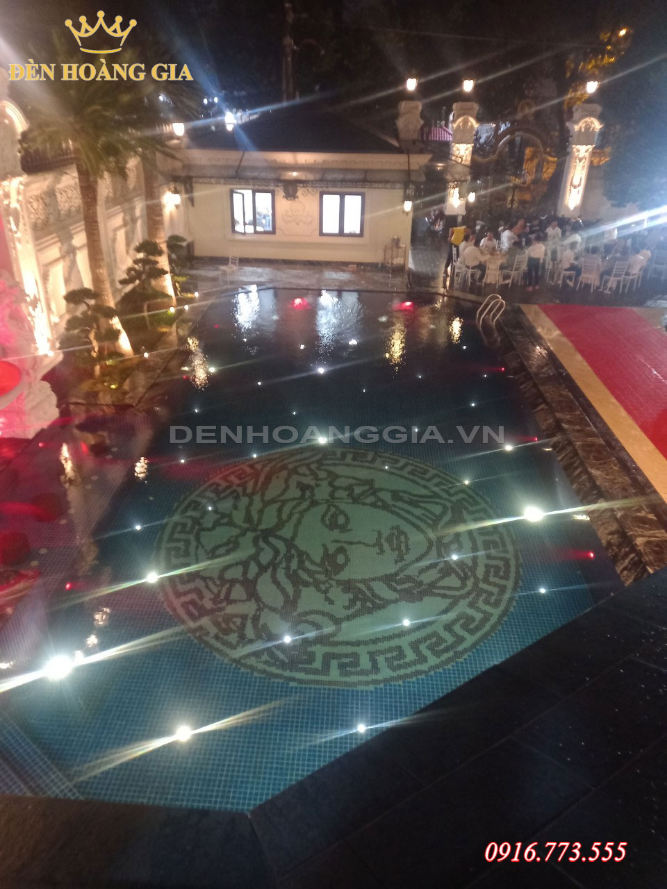 Công trình thi công lắp đèn led âm nước mini 1w