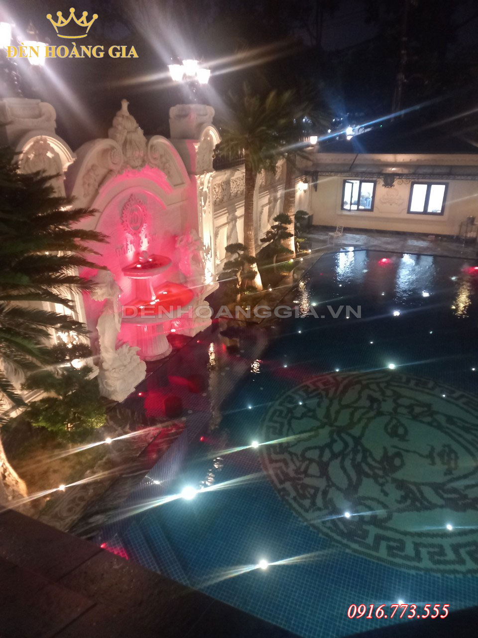 Công trình thi công lắp đèn led âm nước mini 1w