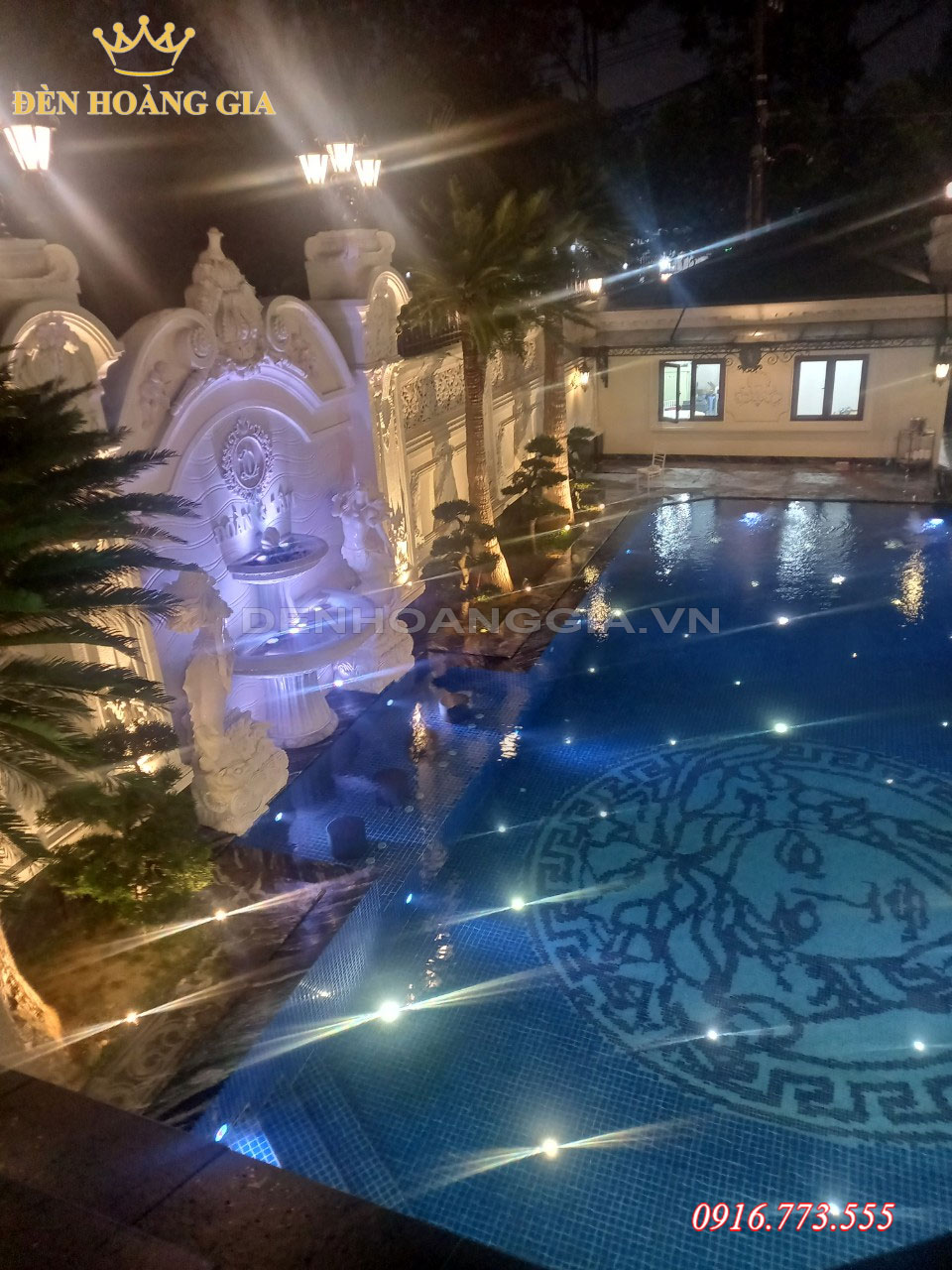 Công trình thi công lắp đèn led âm nước mini 1w