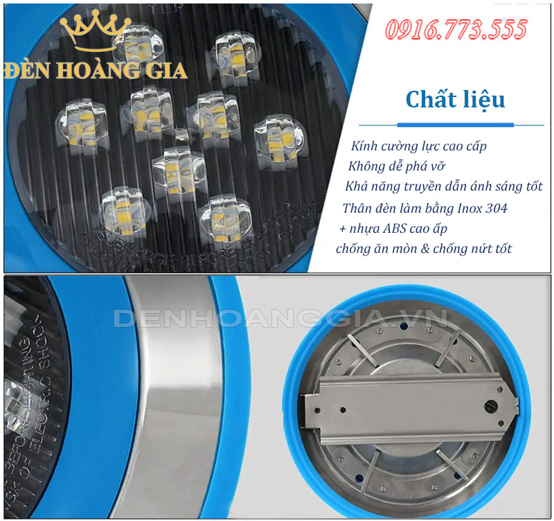 Chất liệu của đèn led hồ bơi