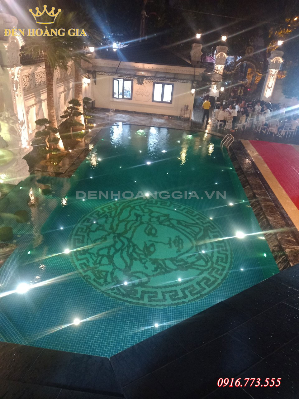 Công trình thi công lắp đèn led âm nước mini 1w