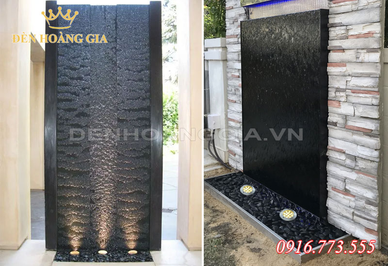 Ứng dụng đèn eld âm nước gắn âm chiếu sáng tường thác nước