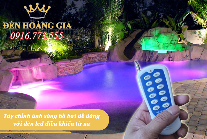 Tùy chỉnh ánh sáng hồ bơi dễ dàng với đèn led âm nước điều khiển từ xa
