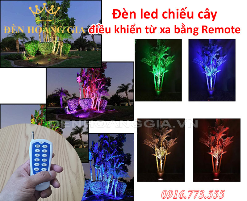 Đèn led chiếu cây đổi màu trang trí ngoài trời siêu đẹp