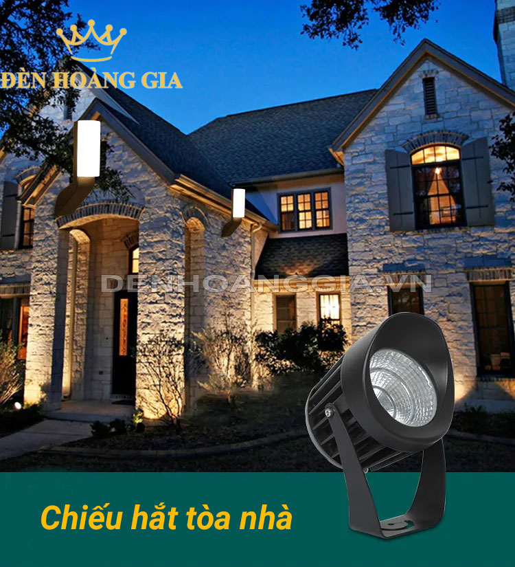 Đèn led chiếu điểm COB có mũ chiếu hắt ngoài tòa nhà