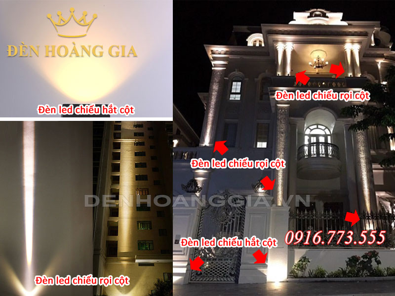 Phân biệt đèn led chiếu rọi cột và đèn led chiếu hắt cột
