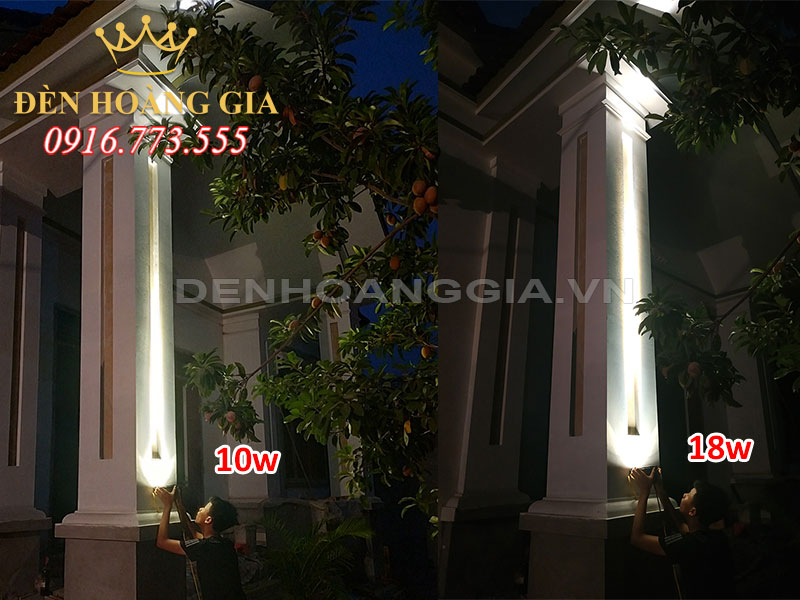 So sánh đèn led rọi cột 10w và 18w