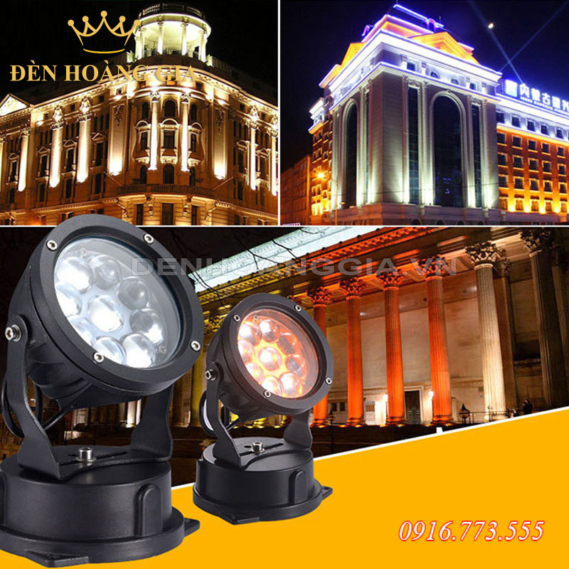 Ứng dụng lắp đèn led rọi cột chiếu sáng cho tòa nhà