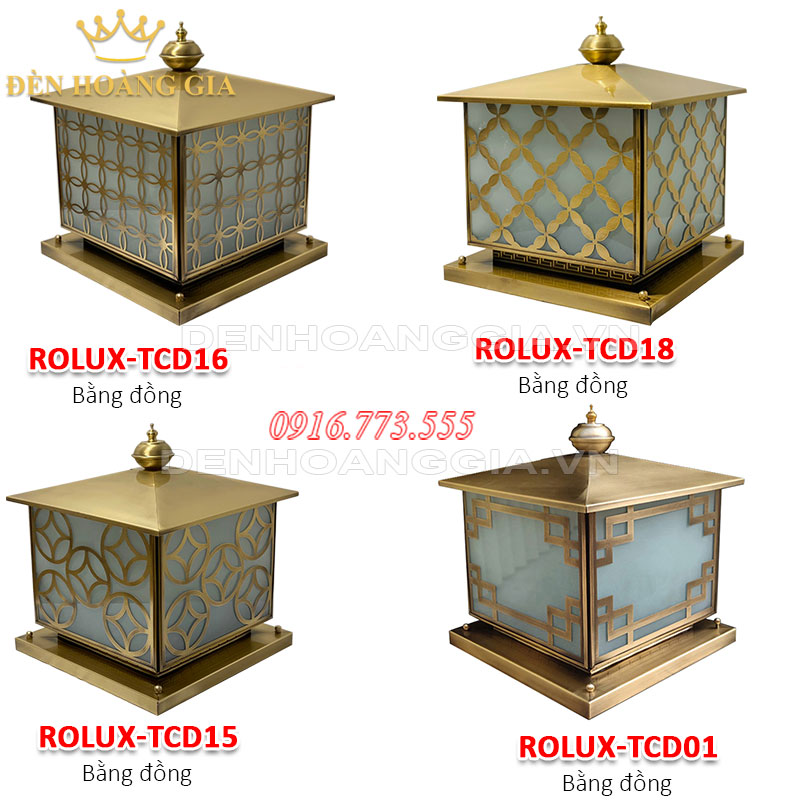 Các mẫu đèn trụ cổng cổ điển họa tiết hoa lá, đồng tiền