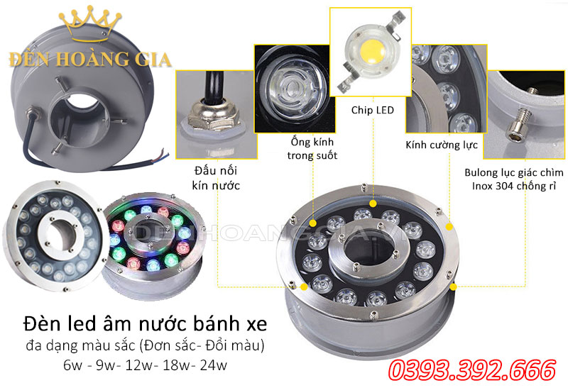 Cấu tạo của đèn led âm nước bánh xe