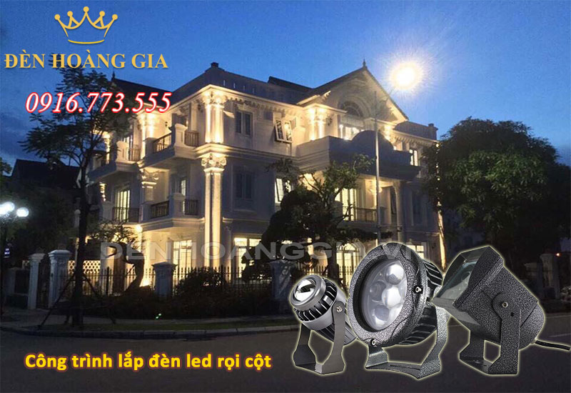 Công trình lắp đèn led rọi cột