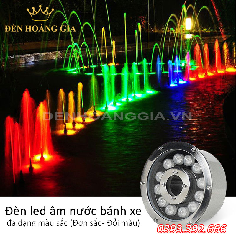 Đèn led âm nước bánh xe đa dạng màu sắc
