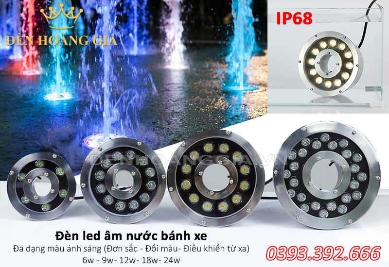 Đèn led âm nước bánh xe