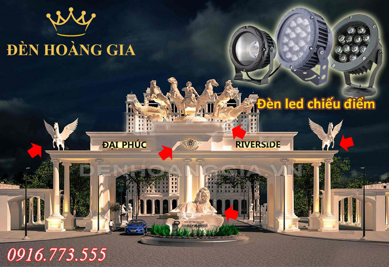 Lắp đèn led chiếu điểm ngoài trời làm nổi bật phù điêu, tượng đài
